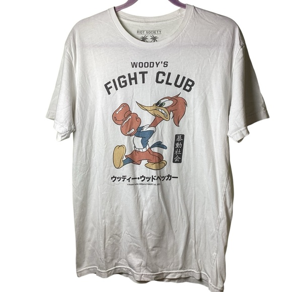 Riot Society Short Sleeve Tee with Vintage Woody’s Fight‎ Club Graphic Large - Picture 1 of 5
